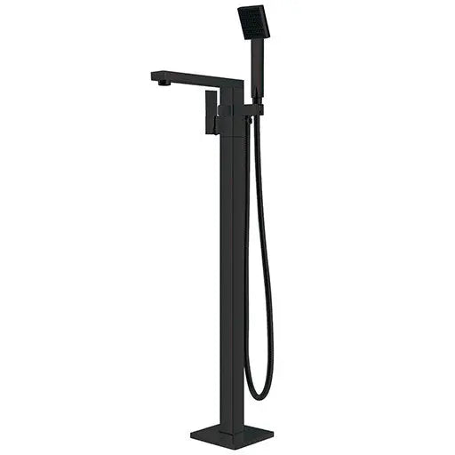 Free Standing Square Bath Filler with Handheld Shower Matte Black Finish - Zenithbath