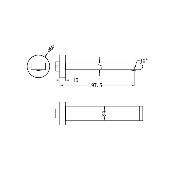 BIANCA FIXED BASIN/BATH SPOUT ONLY 200MM CHROME / MATTE BLACK / BRUSHED NICKEL / BRUSHED GOLD / GUN METAL / BRUSHED BRONZE -  - #tag1# - #tag2#- #variant#