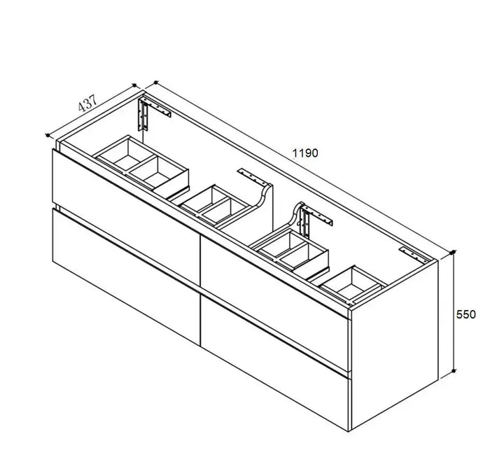 Builder's Range 1200mm Double Wall Hung Plywood Vanity Gloss White -  - #tag1# - #tag2#- #variant#