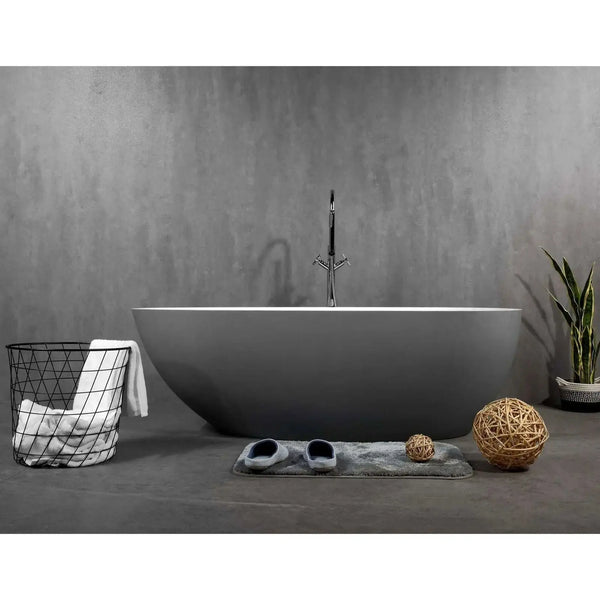 Cast Stone Solid Surface Freestanding Bath Grey & White - 1700mm -  - #tag1# - #tag2#- #variant#