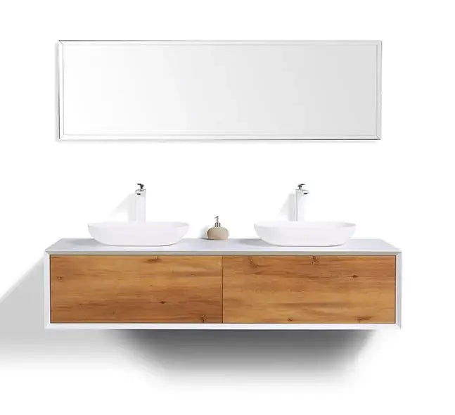 Fiona Range Wall Mount Double Vanity Matte White & French Oak Finish 1200mm -  - #tag1# - #tag2#- #variant#