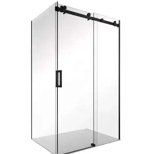 Frameless Sliding Shower Glass Enclosure 1400 x 900mm with Matte Black Hardware -  - #tag1# - #tag2#- #variant#
