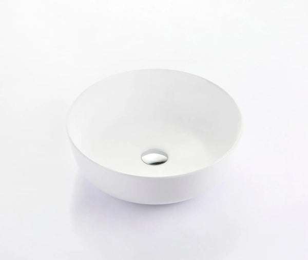 Round Ceramic Countertop Basin Gloss White Finish 420x420x135mm - Zenithbath