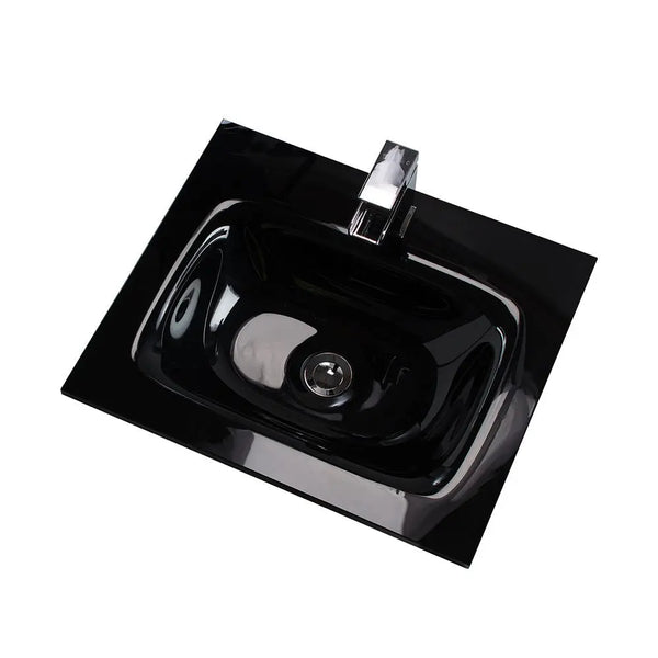 Voss Slimline Black Glass Vanity Top without Overflow 750 x 460 x 180mm - Zenithbath