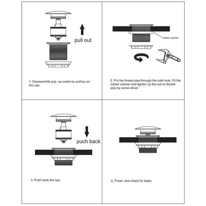 Gunmetal Grey 40mm Bathtub Pop-Up Plug & Waste No Overflow -  - #tag1# - #tag2#- #variant#