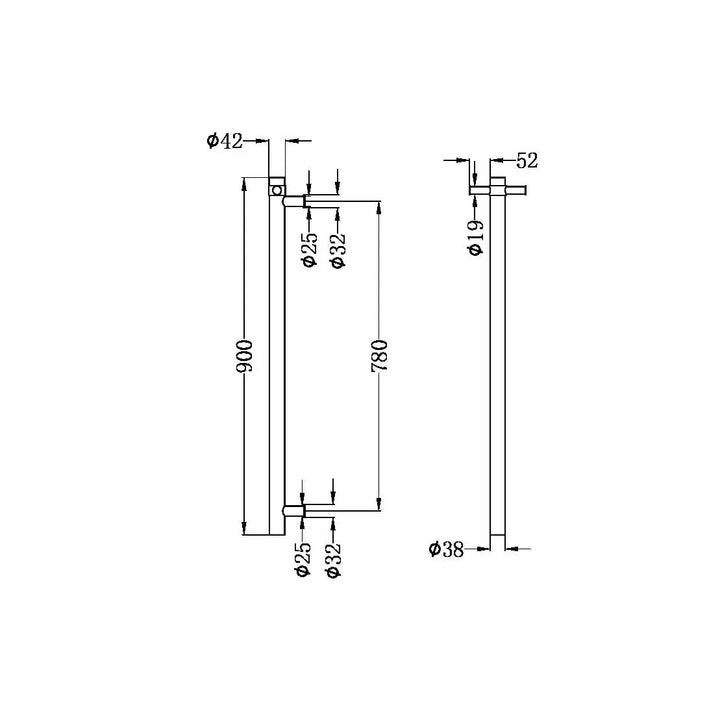 HEATED VERTICAL TOWEL RAIL BRUSHED BRONZE (NRV900HBZ) -  - #tag1# - #tag2#- #variant#
