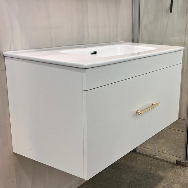 Voss Range Wall Hung Vanity Satin White 900 x 460 x 400mm - Zenithbath