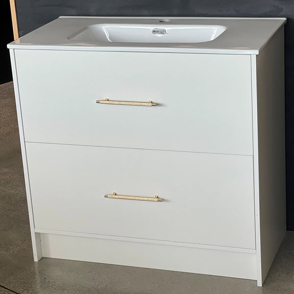 Voss Range Floor Mount Vanity Satin White 900 x 460 x 860mm - Zenithbath