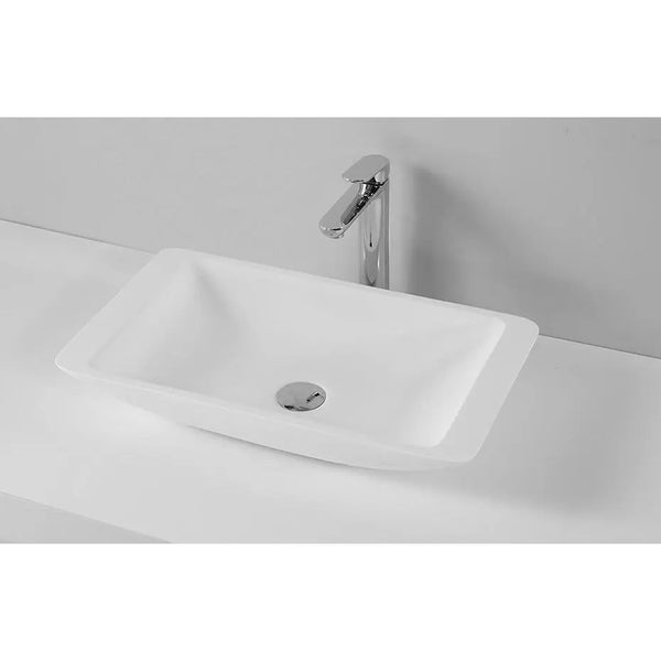 Solid Surface Rounded Rectangle Counter Top Basin - Gloss White 580x340x100mm - Zenithbath