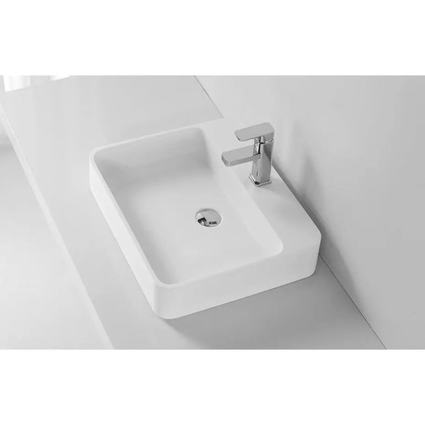 Solid Surface Counter Top with a Tap Hole - Gloss White 550x450x110mm - Zenithbath