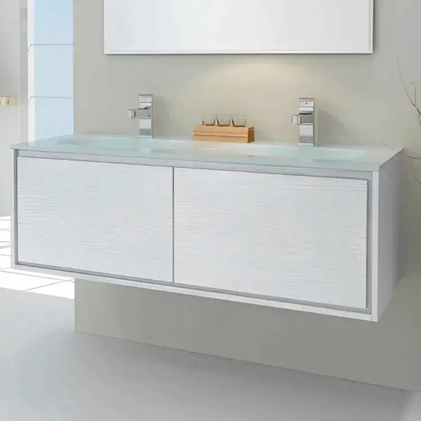 Linear Range Double Sink Wall Hung Vanity Washed White 1200 X 460mm -  - #tag1# - #tag2#- #variant#