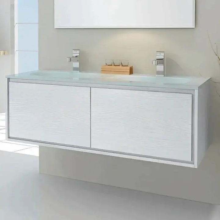 Linear Range Double Sink Wall Hung Vanity Washed White 1200 X 460mm -  - #tag1# - #tag2#- #variant#