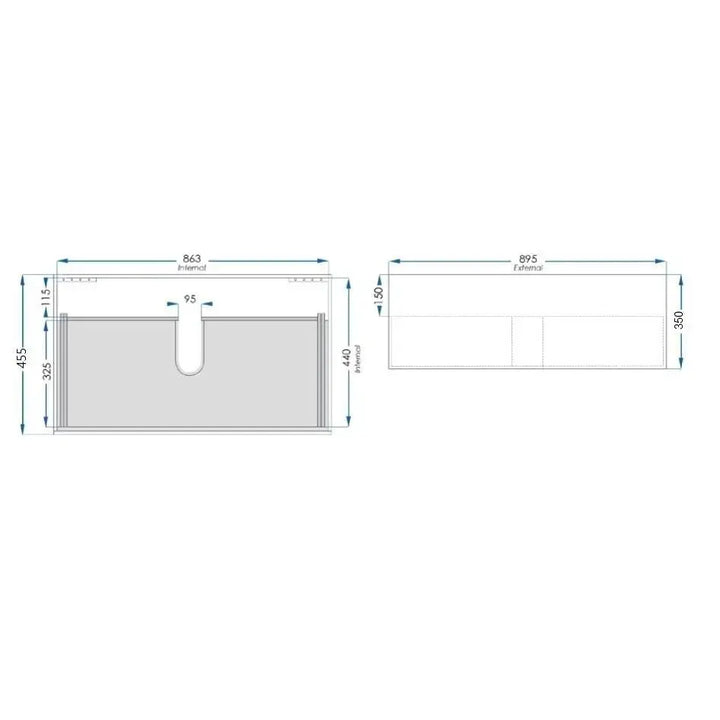 Link Range Wall Hung Vanity 900mm with 1 Drawer and Ceramic Basin -  - #tag1# - #tag2#- #variant#