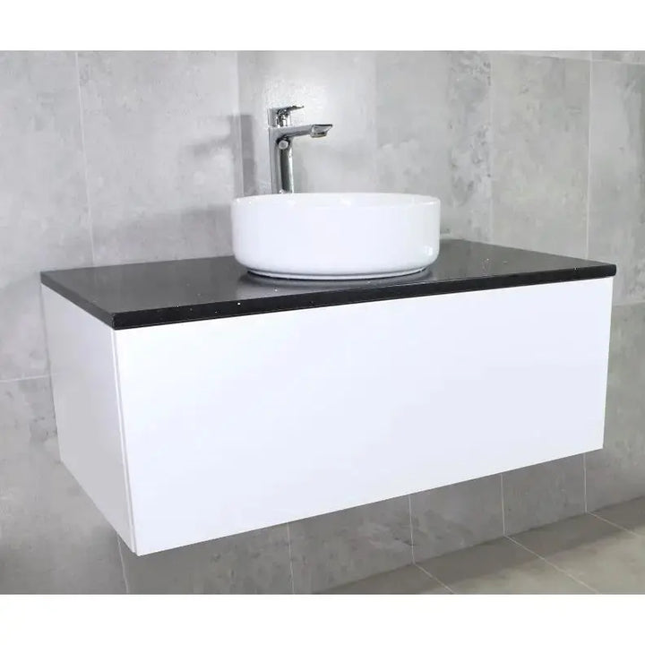 Link Range Wall Mount Vanity Gloss White with Stone Benchtop 600mm -  - #tag1# - #tag2#- #variant#