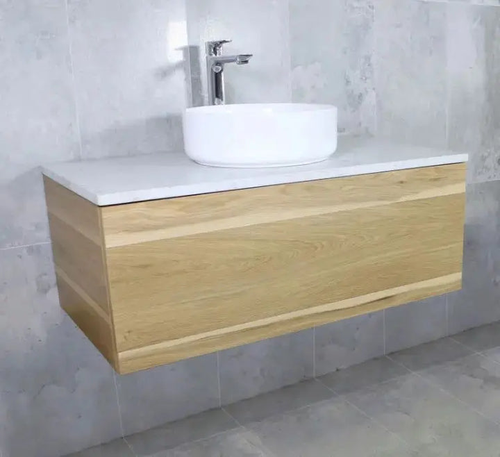 Link Range Wall Mount Vanity Oak Finish with Stone Benchtop 750mm -  - #tag1# - #tag2#- #variant#