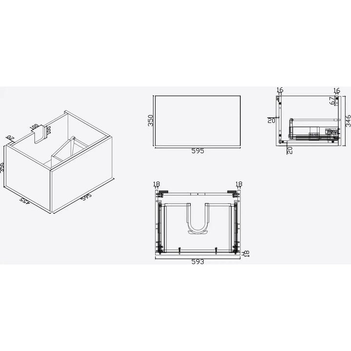 Link Range Wall Mount Vanity Oak Finish with Stone Benchtop 900mm -  - #tag1# - #tag2#- #variant#