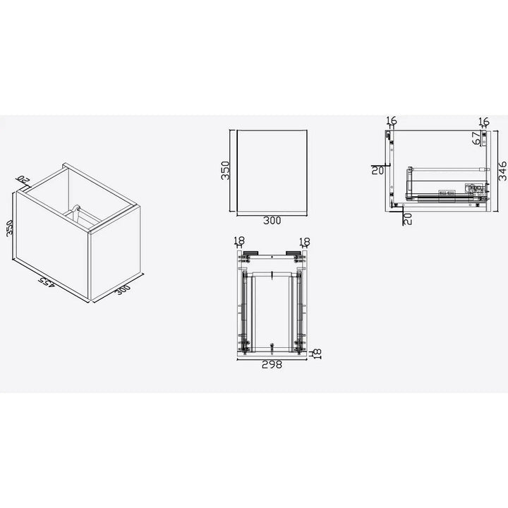 Link Range Wall Mount Vanity Oak Finish with Stone Benchtop 900mm -  - #tag1# - #tag2#- #variant#