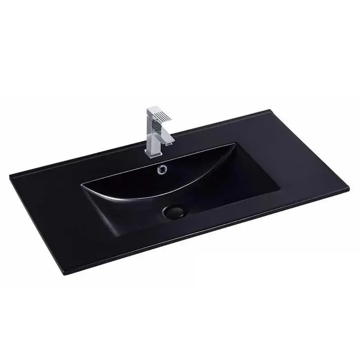 Matte Black Slimline Ceramic Vanity Top with Overflow 750 x 460 x 180mm -  - #tag1# - #tag2#- #variant#