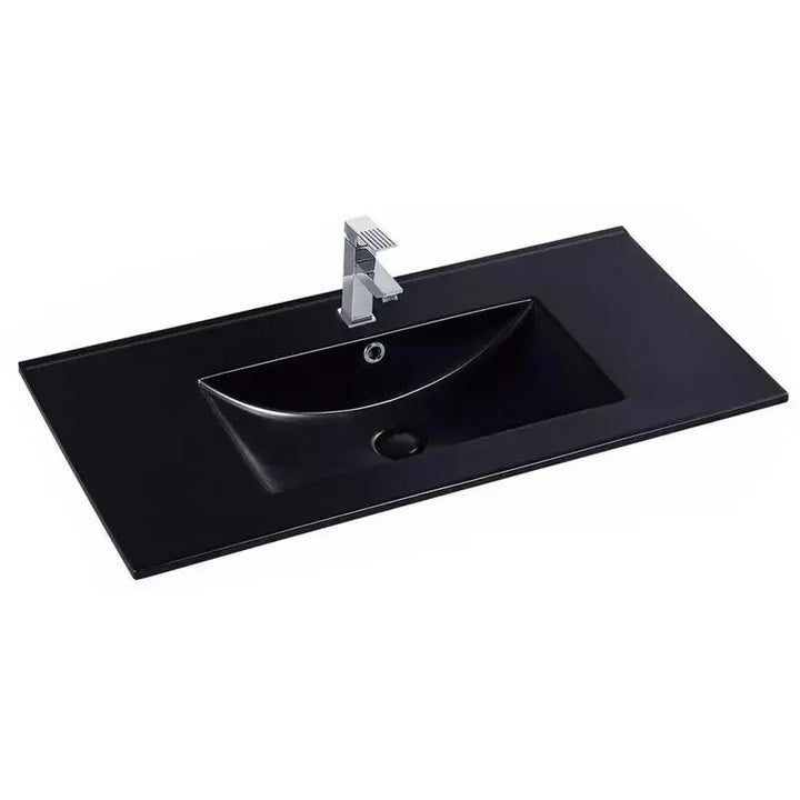 Matte Black Slimline Ceramic Vanity Top with Overflow 900 x 460 x 180mm -  - #tag1# - #tag2#- #variant#