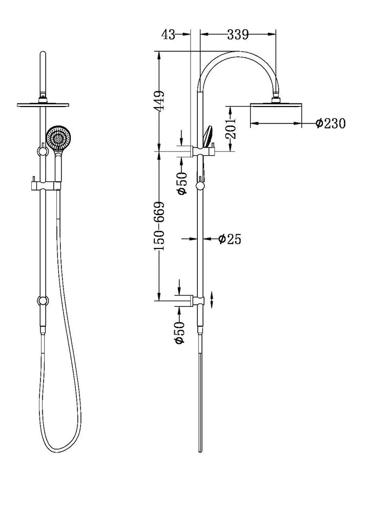 Mecca Range Twin Rain Shower Set With Top Water Inlet -  - #tag1# - #tag2#- #variant#