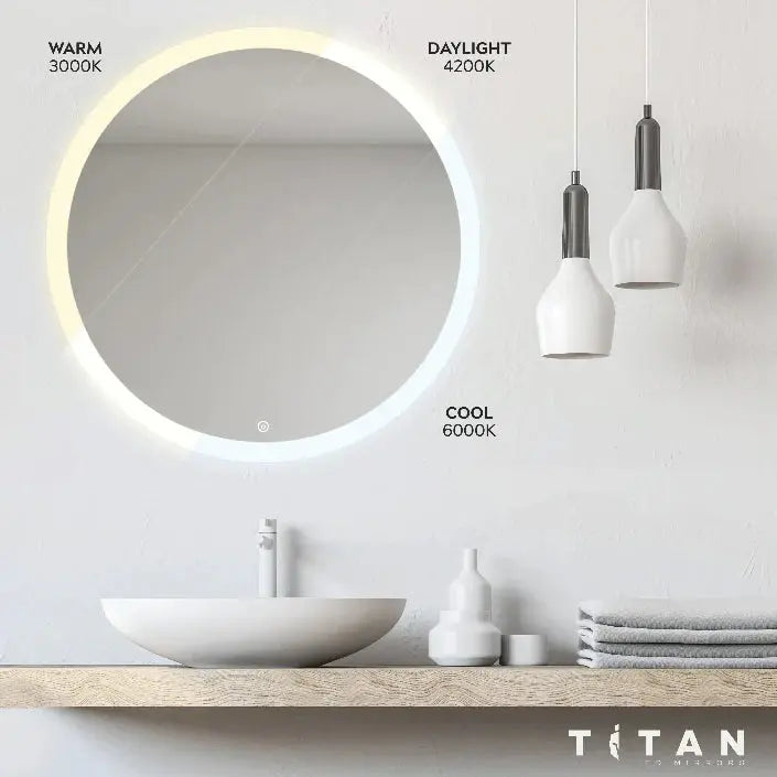 Round Titan LED Mirror With Demister 900mm - Zenithbath