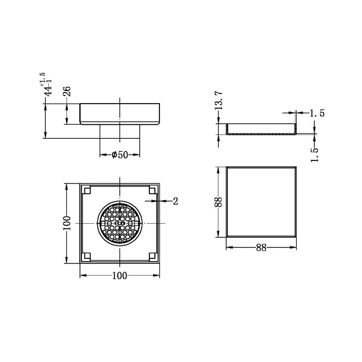 100MM SQUARE TILE INSERT FLOOR WASTE 50MM OUTLET MATTE BLACK / BRUSHED NICKEL / BRUSHED GOLD / GUN METAL / BRUSHED BRONZE NERO 100MM SQUARE TILE INSERT FLOOR WASTE 50MM OUTLET MATTE BLACK / BRUSHED NICKEL / BRUSHED GOLD / GUN METAL / BRUSHED BRONZE Basin taps