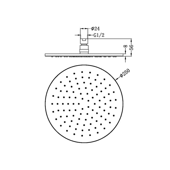 250MM ABS ROUND SHOWER HEAD CHROME / MATTE BLACK / BRUSHED NICKEL Nero 250MM ABS ROUND SHOWER HEAD CHROME / MATTE BLACK / BRUSHED NICKEL SHOWER HEAD