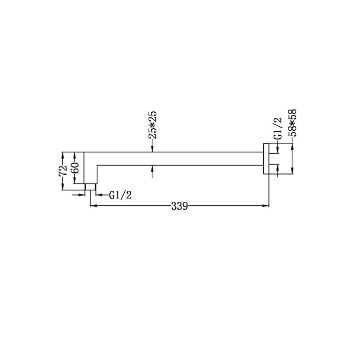 ROUND SHOWER ARM 330MM/500MM LENGTH CHROME / MATTE BLACK / BRUSHED NICKEL / BRUSHED GOLD / GUN METAL -  - #tag1# - #tag2#- #variant#