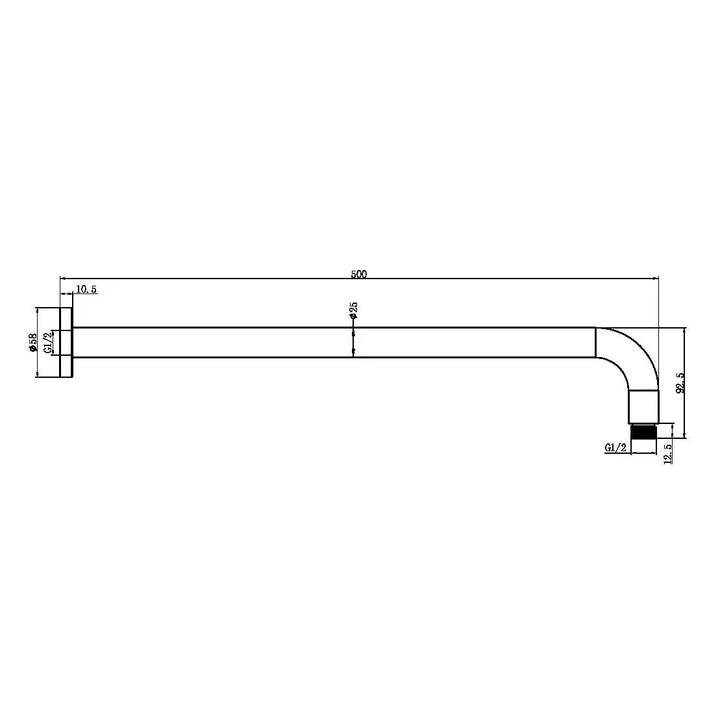 ROUND SHOWER ARM 330MM/500MM LENGTH CHROME / MATTE BLACK / BRUSHED NICKEL / BRUSHED GOLD / GUN METAL / BRUSHED BRONZE/ MATTE WHITE / GRAPHITE -  - #tag1# - #tag2#- #variant#