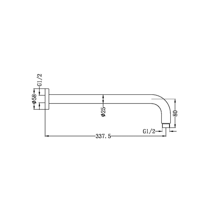 ROUND SHOWER ARM 330MM/500MM LENGTH CHROME / MATTE BLACK / BRUSHED NICKEL / BRUSHED GOLD / GUN METAL / BRUSHED BRONZE/ MATTE WHITE / GRAPHITE -  - #tag1# - #tag2#- #variant#