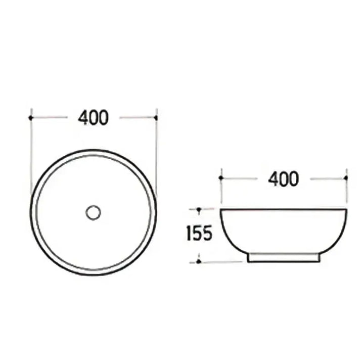 Round Ceramic Countertop Basin Matte Black 400x400x155mm -  - #tag1# - #tag2#- #variant#