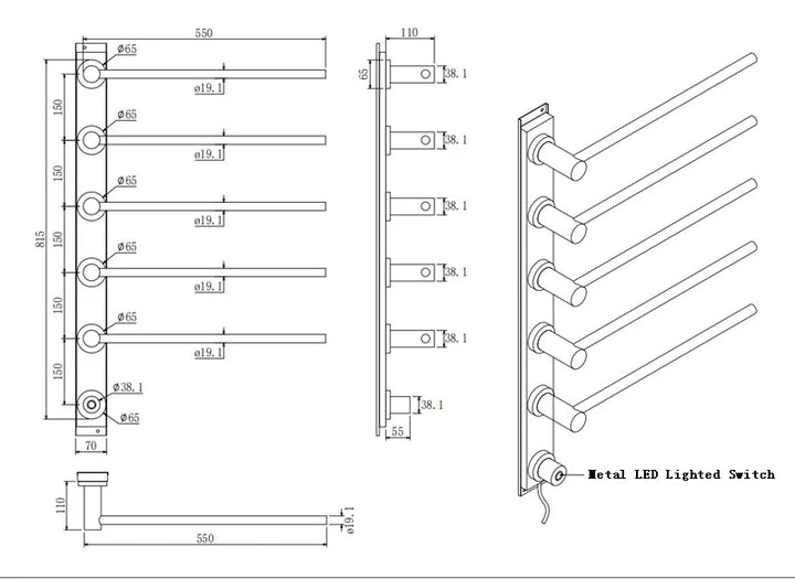 304 Stainless Steel Electric Towel Rack 50-55°C Constant Temperature Heated Drying Towel Bar 220V 55*11*51.5/66.5/81.5CM Zenith Bath 304 Stainless Steel Electric Towel Rack 50-55°C Constant Temperature Heated Drying Towel Bar 220V 55*11*51.5/66.5/81.5CM heated towel rail