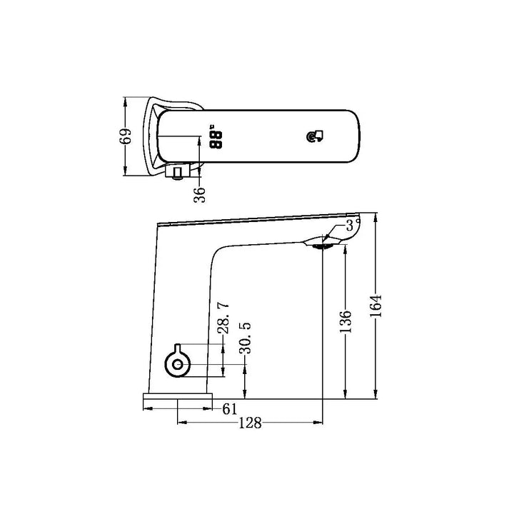 SENSOR AUTOMATIC BASIN MIXER WITH DISPLAY COMMERCIAL - Claudia Chrome -  - #tag1# - #tag2#- #variant#