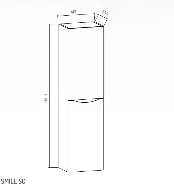 Smile Range Bathroom Tower Side Cabinet Left Side Gloss White 400w x 300d x 1500h m - Zenithbath