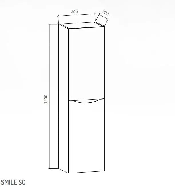 Smile Range Bathroom Tower Side Cabinet Right Side Gloss White 400w x 300d x 1500h m - Zenithbath