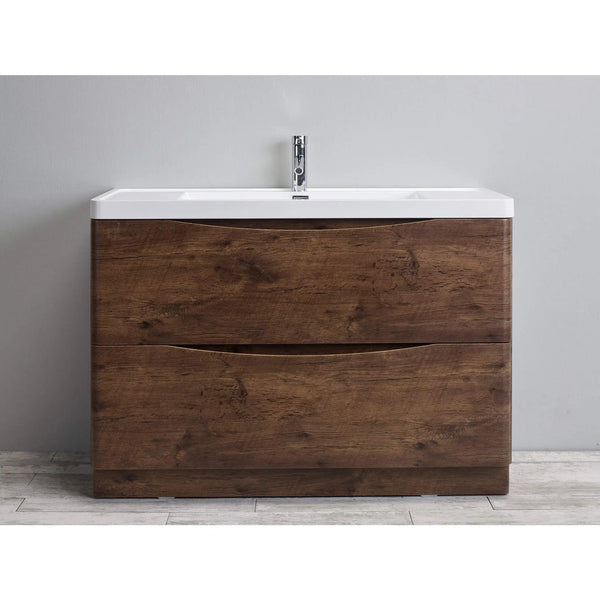 Smile Range Single Sink Floor Standing Vanity Rosewood Finish 1200 x 480 x 850mm - Zenithbath