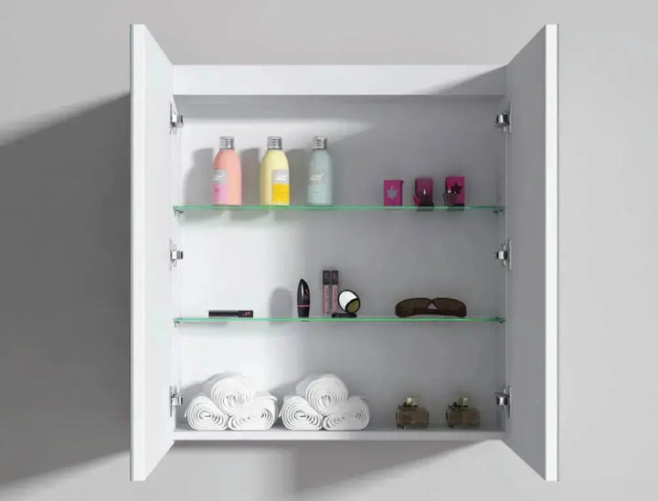 mirror medicine cabinet with storage white finish 600mm