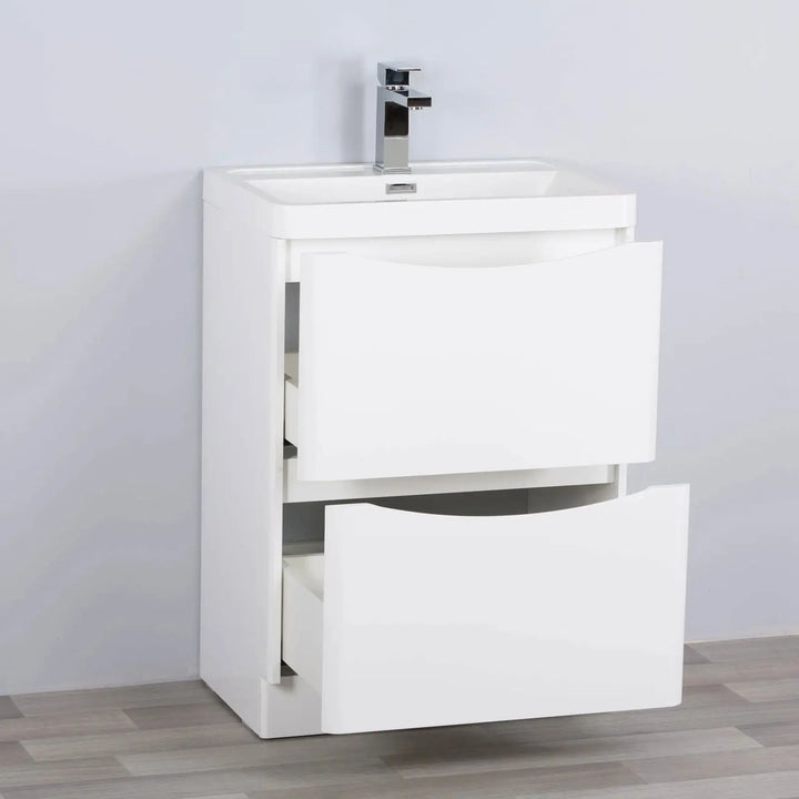 Smile Range Floor Standing Vanity Gloss White Finish 600 x 420 x 850mm -  - #tag1# - #tag2#- #variant#