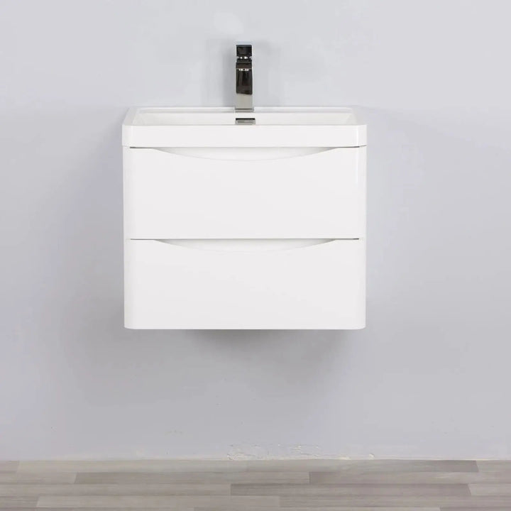Smile Range Slimline Wall Hung Vanity Gloss White 600 x 420 x 480mm -  - #tag1# - #tag2#- #variant#