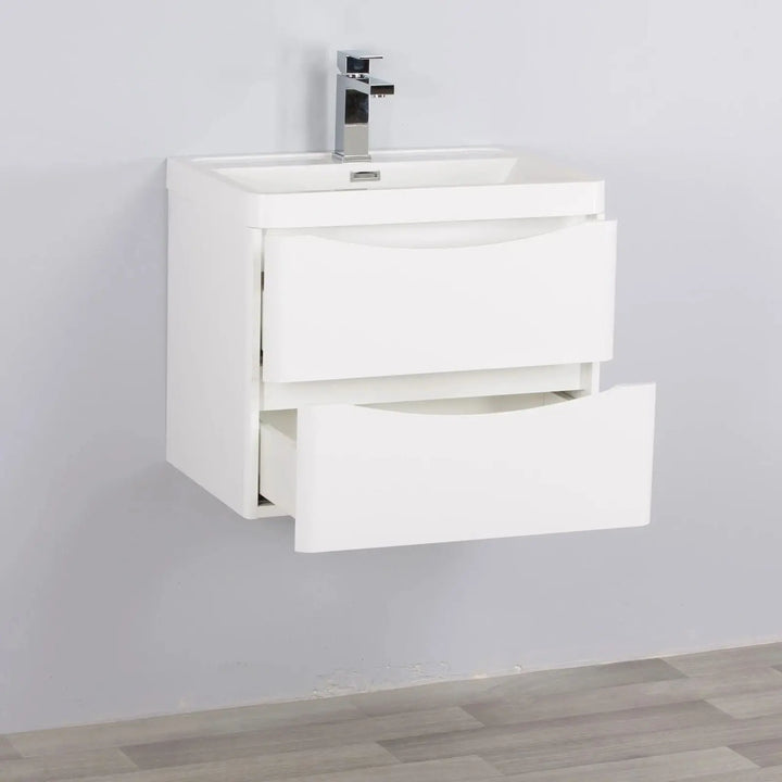 Smile Range Slimline Wall Hung Vanity Gloss White 600 x 420 x 480mm -  - #tag1# - #tag2#- #variant#