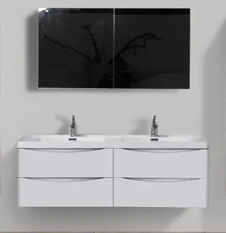 Smile Range Wall Mount Double Sink Vanity Gloss White Finish 1500 x 480 x 480mm -  - #tag1# - #tag2#- #variant#