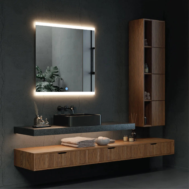 Square LED Mirror Touch Sensor with a Demister 900 x 900mm - Zenithbath