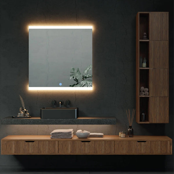 Square LED Mirror Touch Sensor with a Demister 900 x 900mm - Zenithbath