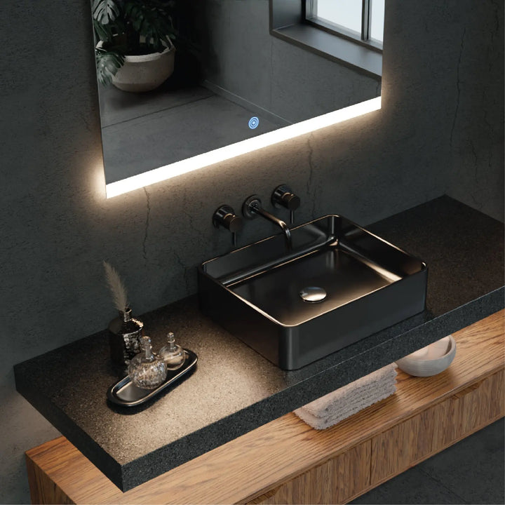 Square LED Mirror Touch Sensor with a Demister 900 x 900mm - Zenithbath