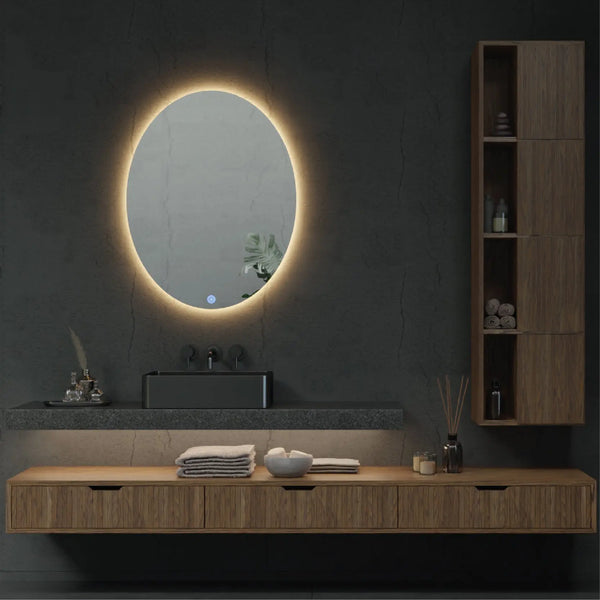 Oval Shape Backlit LED Mirror Touch Sensor with a Demister 700 x 900mm - Zenithbath