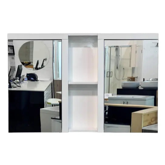 Victoria Range Bathroom Mirror Cabinet Gloss White 1200mm - Zenithbath