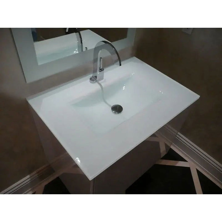 Voss Slimline White Glass Vanity Top without Overflow 750 x 460 x 180mm -  - #tag1# - #tag2#- #variant#