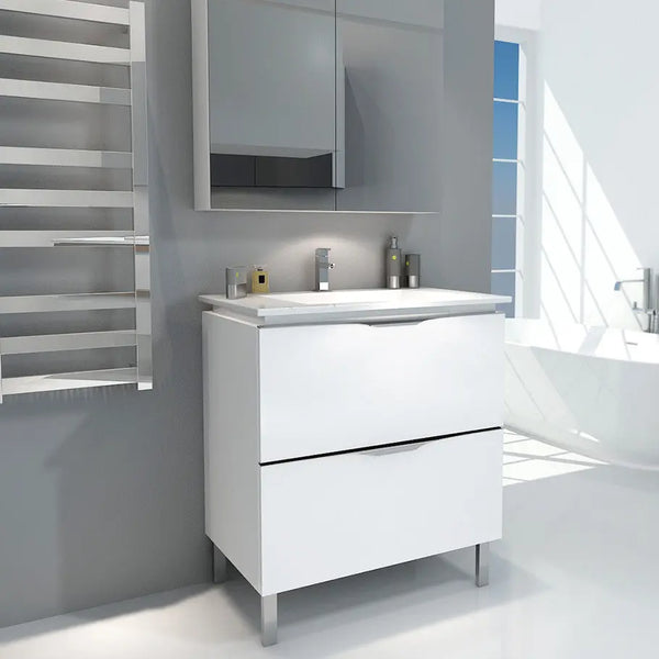 Sisco Range Floor Standing Vanity Gloss White Finish 750 x 460 x 860mm - Zenithbath