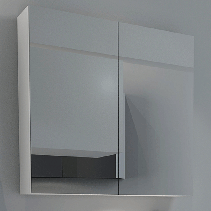 Smile Range Bathroom Mirror Cabinet White Finish 900mm - Zenithbath