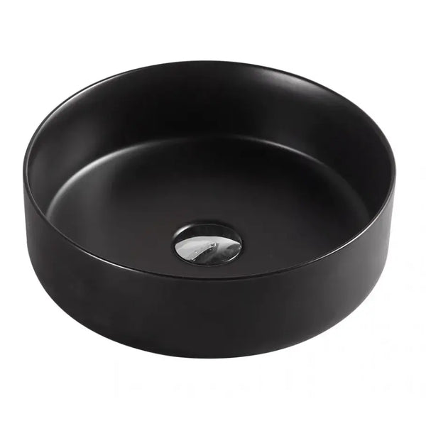 Round Ceramic Countertop Basin Matte Black Finish 360x360x120mm - Zenithbath